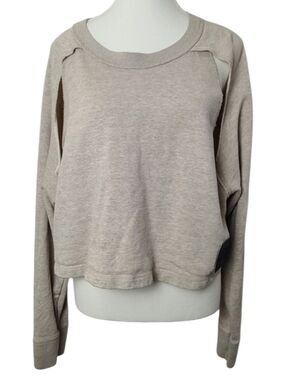 Ivy Park Cream Crewneck Sweater Cutaway Raglan Seam Women’s L Neutral Athleisure
